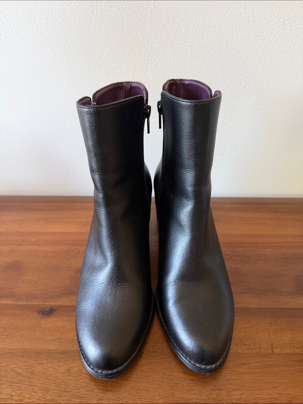 Women’s Black Vegan Leather Ankle Booties with Side Zip